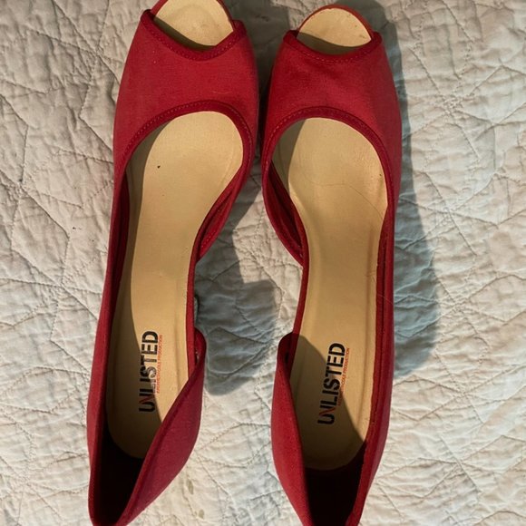 Unlisted New Red Peep Toe Espadrilles - Picture 2 of 4
